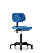 Polyurethane Chair - Medium Bench Height with Stationary Glides in Blue Polyurethane
