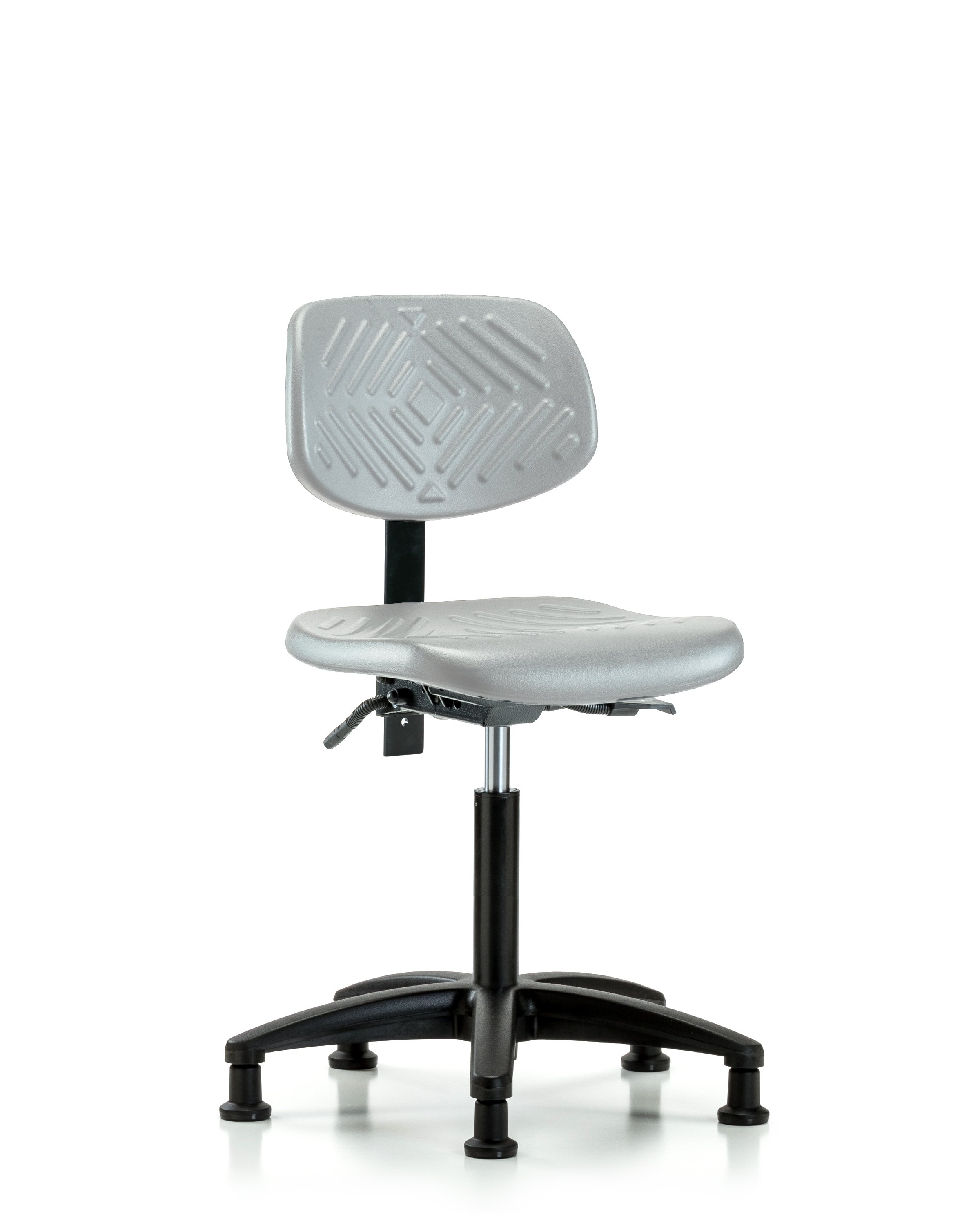 Polyurethane Chair - Medium Bench Height with Stationary Glides in Gray Polyurethane