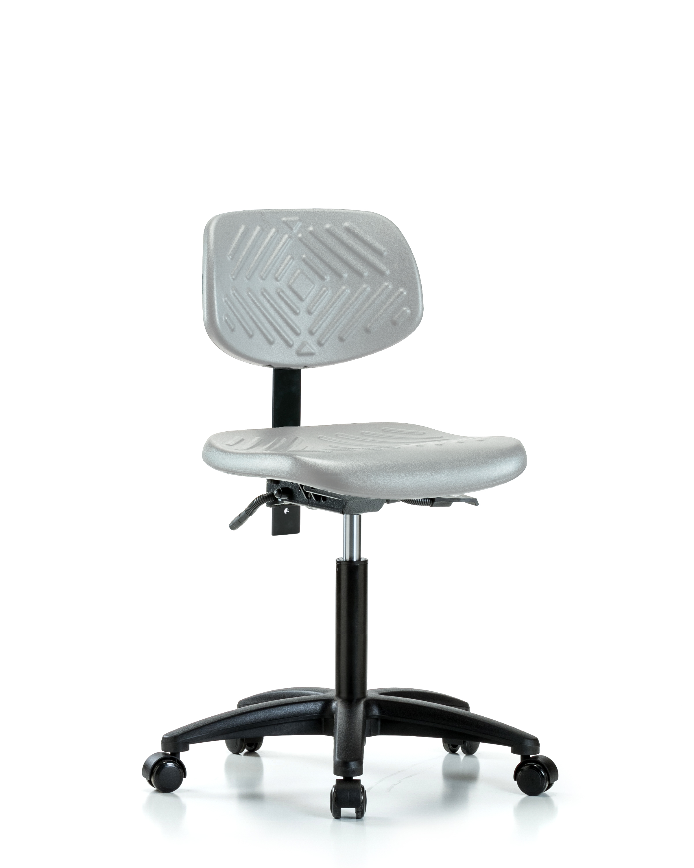 Polyurethane Chair - Medium Bench Height with Seat Tilt & Casters in Gray Polyurethane