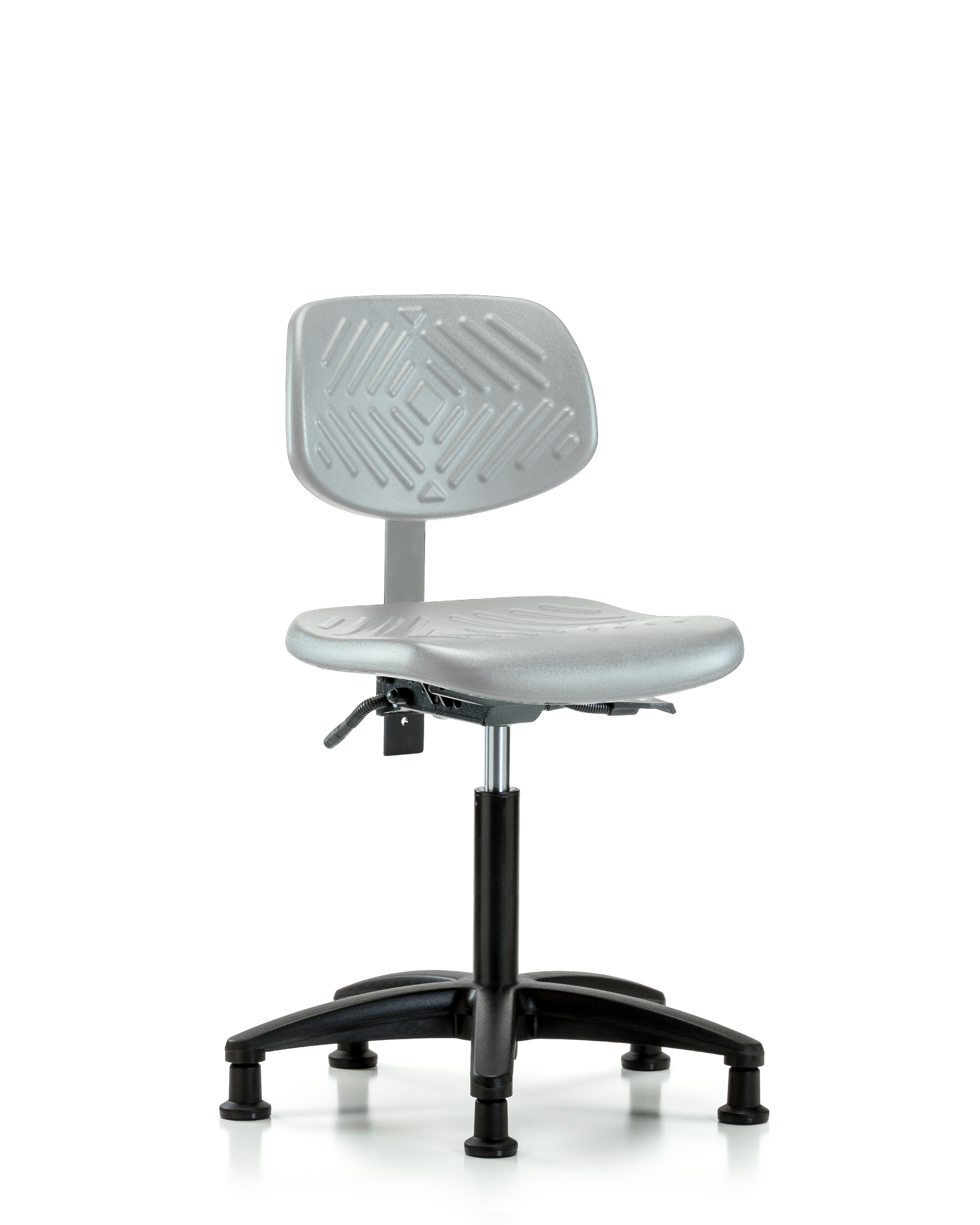 Polyurethane Chair - Medium Bench Height with Seat Tilt & Stationary Glides in Gray Polyurethane