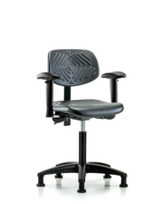 Polyurethane Chair - Medium Bench Height with Seat Tilt, Adjustable Arms, & Stationary Glides in Black Polyurethane