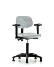 Polyurethane Chair - Medium Bench Height with Seat Tilt, Adjustable Arms, & Stationary Glides in Gray Polyurethane