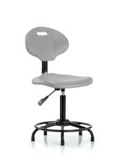 Polyurethane Chair Round Tube Base - Medium Bench Height with Stationary Glides in Gray Polyurethane