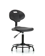 Polyurethane Chair Round Tube Base - Medium Bench Height with Seat Tilt & Stationary Glides in Black Polyurethane