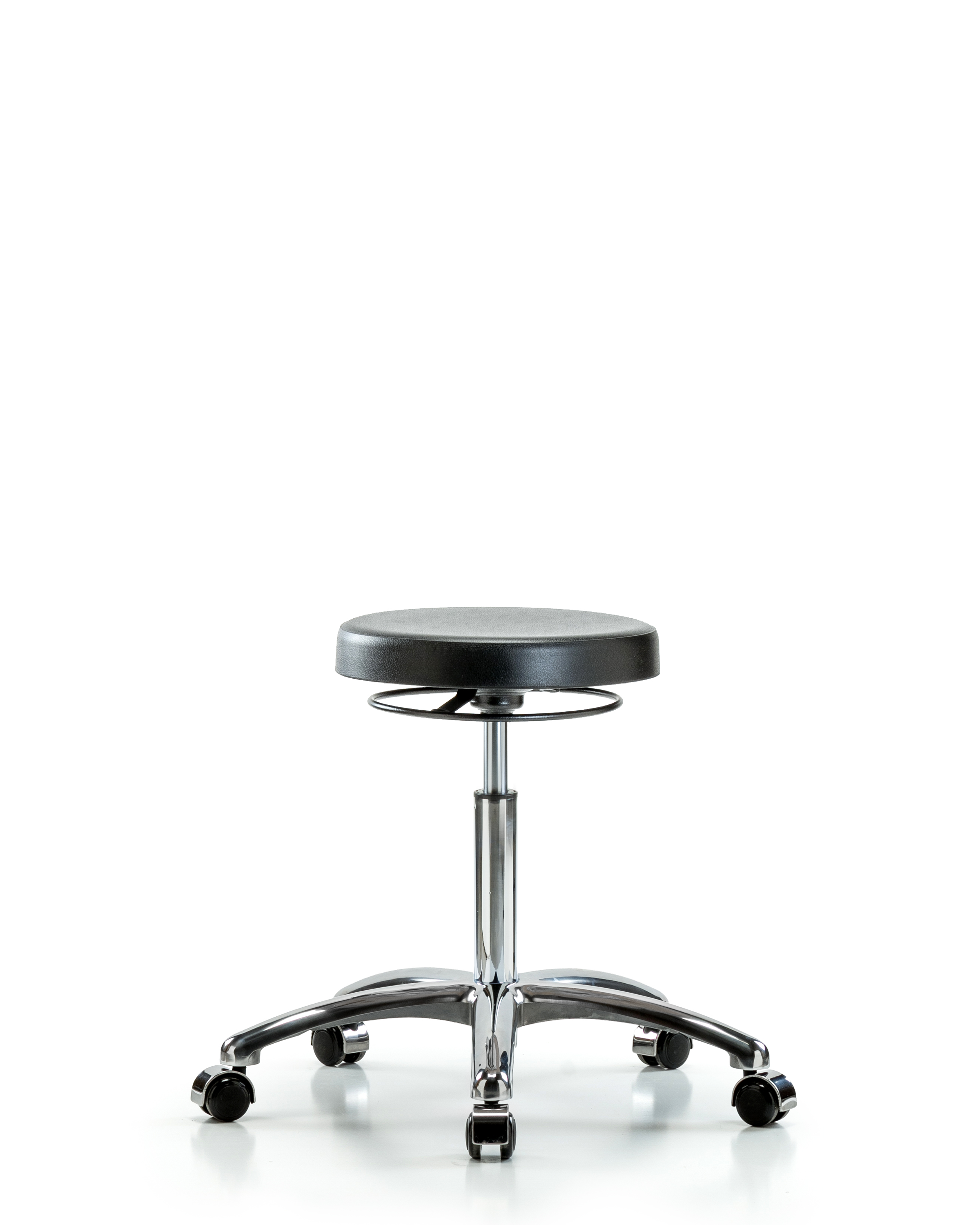 Polyurethane Stool Chrome - Medium Bench Height with Casters