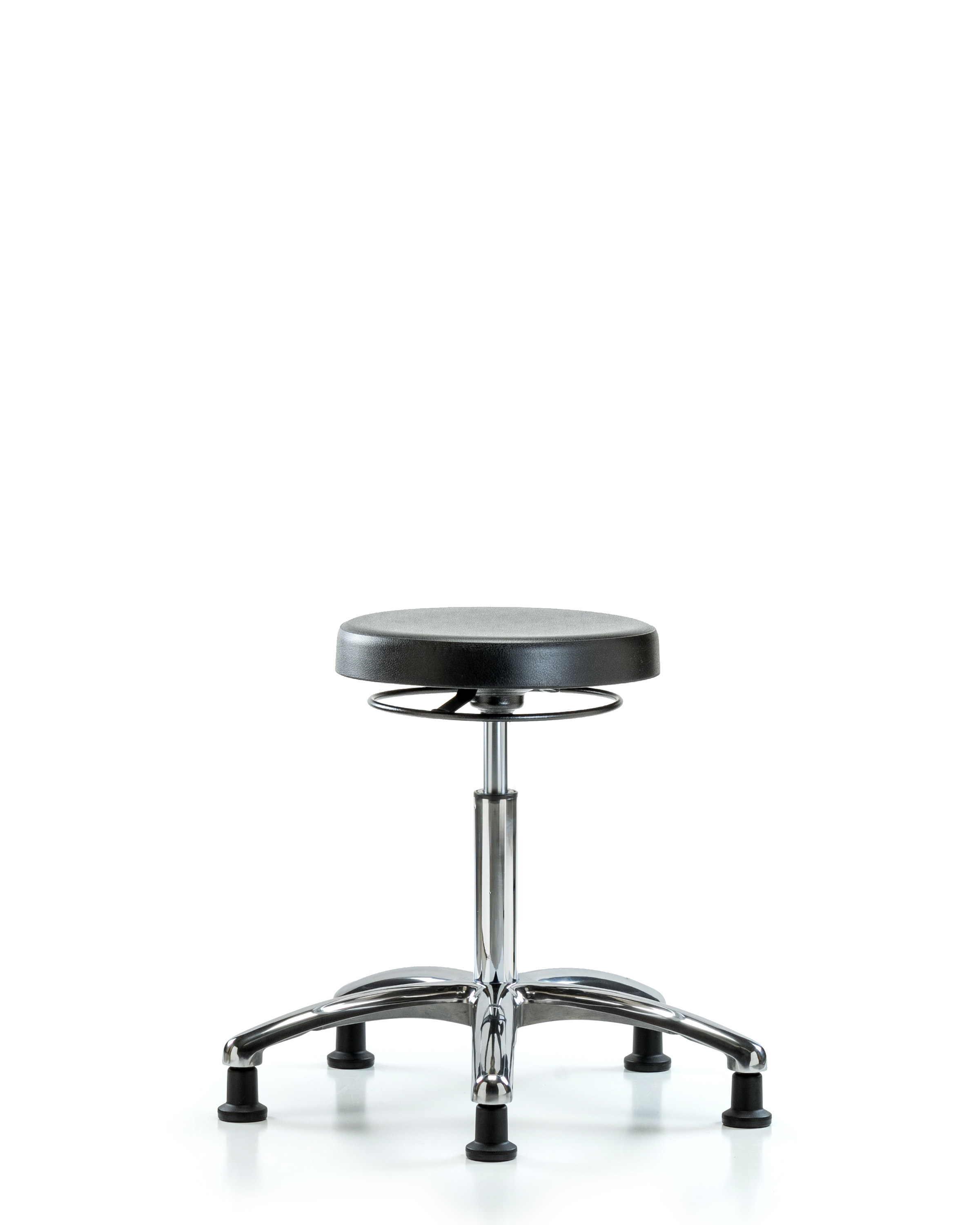 Polyurethane Stool Chrome - Medium Bench Height with Stationary Glides