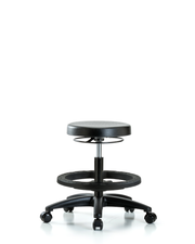 Polyurethane Stool - Medium Bench Height with Black Foot Ring & Casters