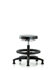 Polyurethane Stool - Medium Bench Height with Black Foot Ring & Stationary Glides