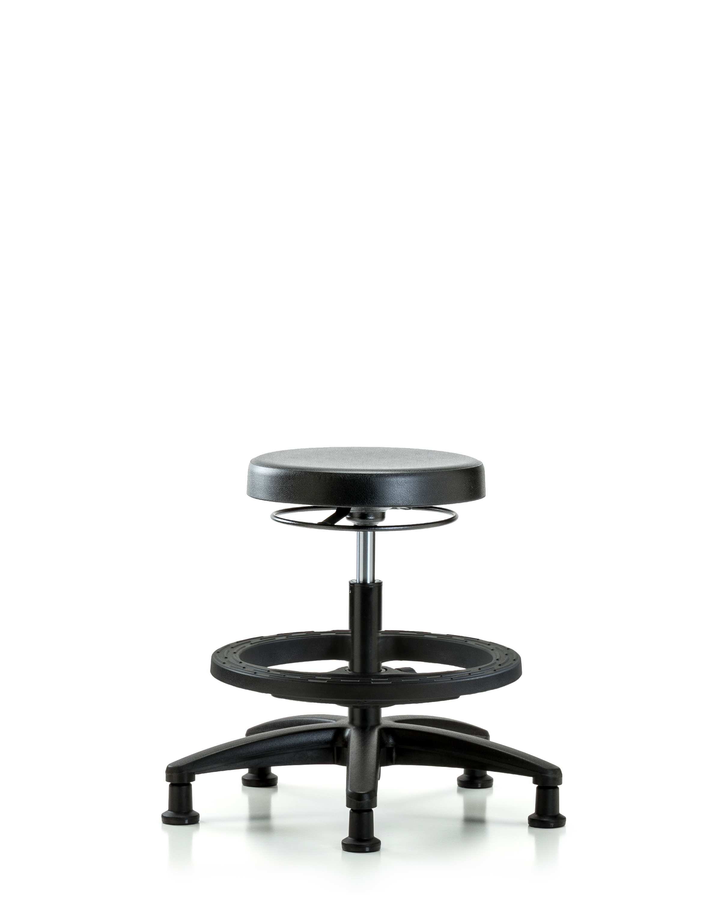 Polyurethane Stool - Medium Bench Height with Black Foot Ring & Stationary Glides