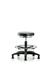 Polyurethane Stool - Medium Bench Height with Chrome Foot Ring & Stationary Glides