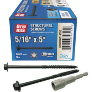 Grip-Rite PrimeGuard Plus 5/16 In. x 5 In. Hex Washer Head Structural Screw (50-Count)