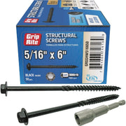 Grip-Rite PrimeGuard Plus 5/16 In. x 6 In. Hex Washer Head Structural Screw (50-Count)