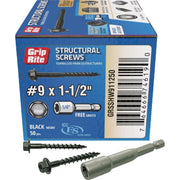 Grip-Rite PrimeGuard Plus #9 x 1.5 In. Hex Washer Head Structural Screw (50-Count)