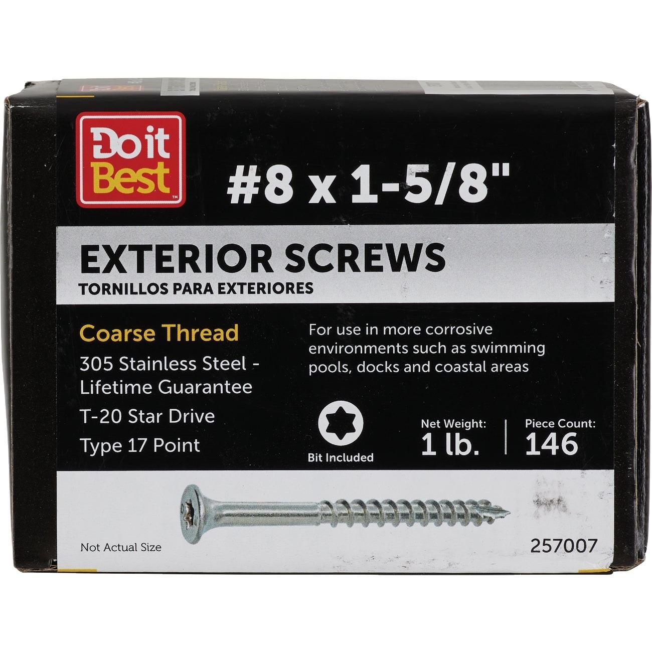 Grip-Rite PrimeGuard Max 1-5/8 In. T20 Star Drive Trim Head Stainless Steel Deck Screw (1 Lb.)