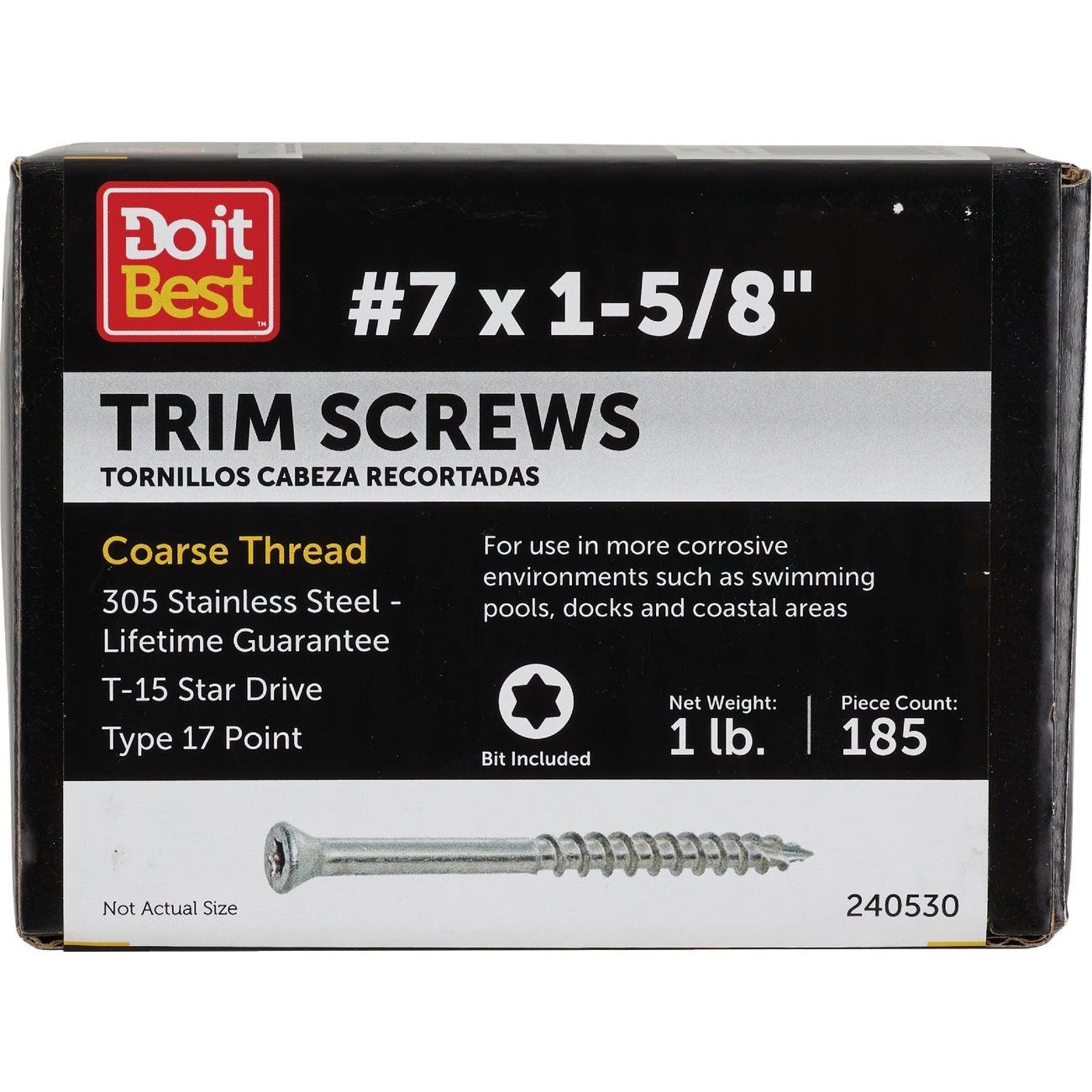 Grip-Rite PrimeGuard Max 1-5/8 In. T15 Star Drive Trim Head Stainless Steel Deck Screw (1 Lb.)