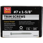 Grip-Rite PrimeGuard Max 1-5/8 In. T15 Star Drive Trim Head Stainless Steel Deck Screw (1 Lb.)