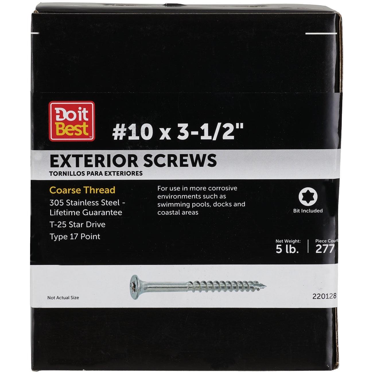 Grip-Rite PrimeGuard Max 3-1/2 In. T25 Star Drive Trim Head Stainless Steel Deck Screw (5 Lb.)