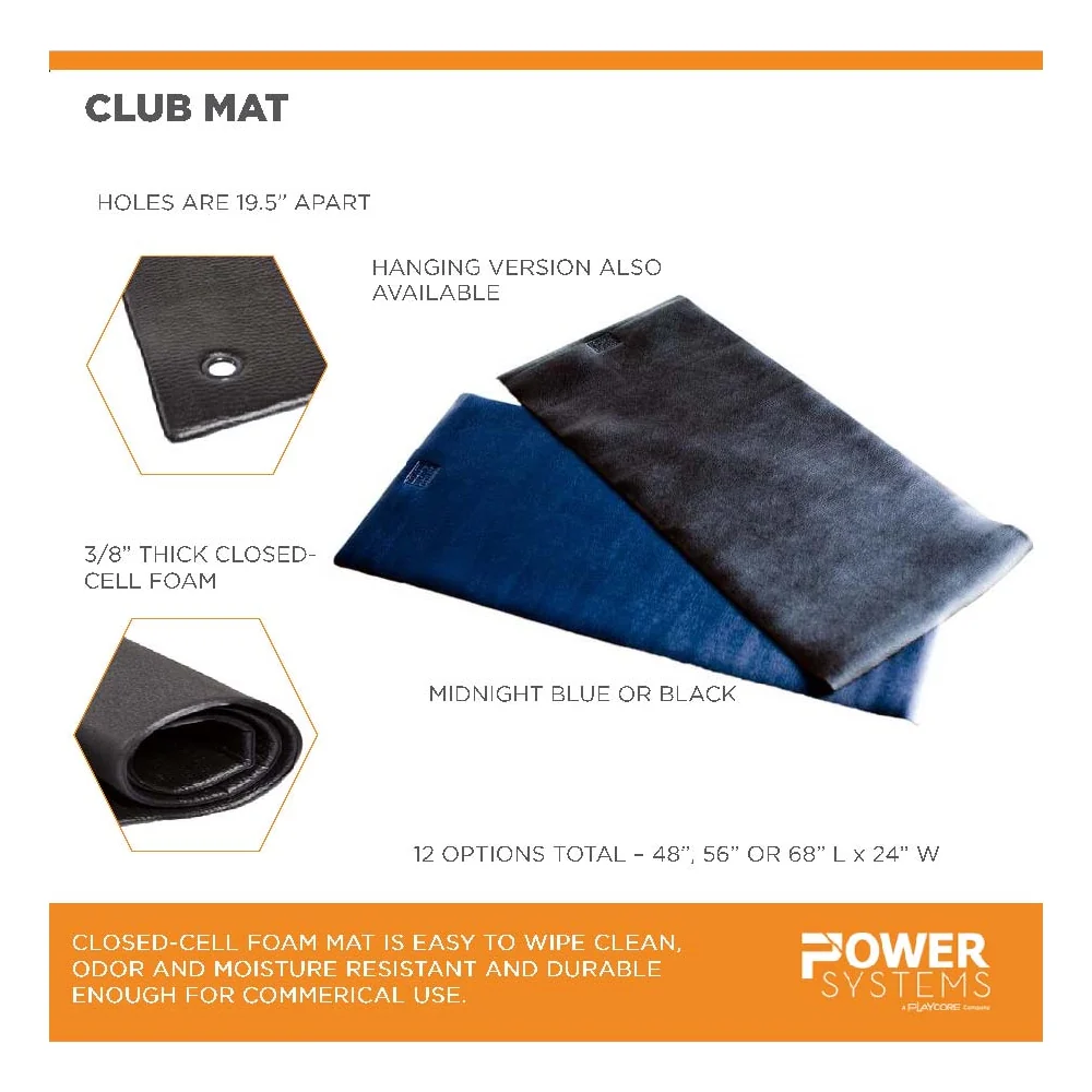 Hanging Club Mat 40 in. L x 20 in. W x 3/8 in. thick - Jet Black