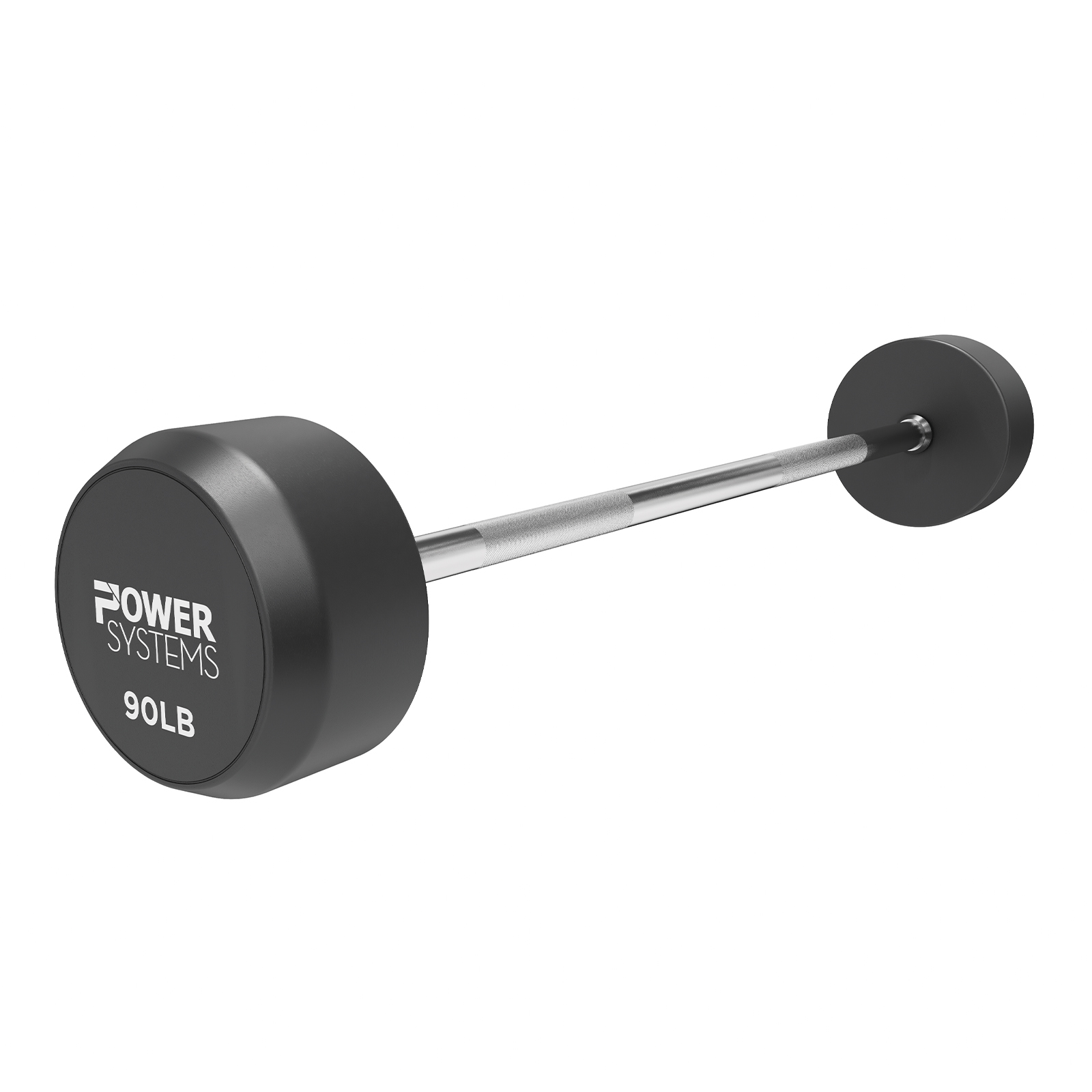 Power Systems Straight Handle Pro Style Rubber Fixed Barbell 90 lb