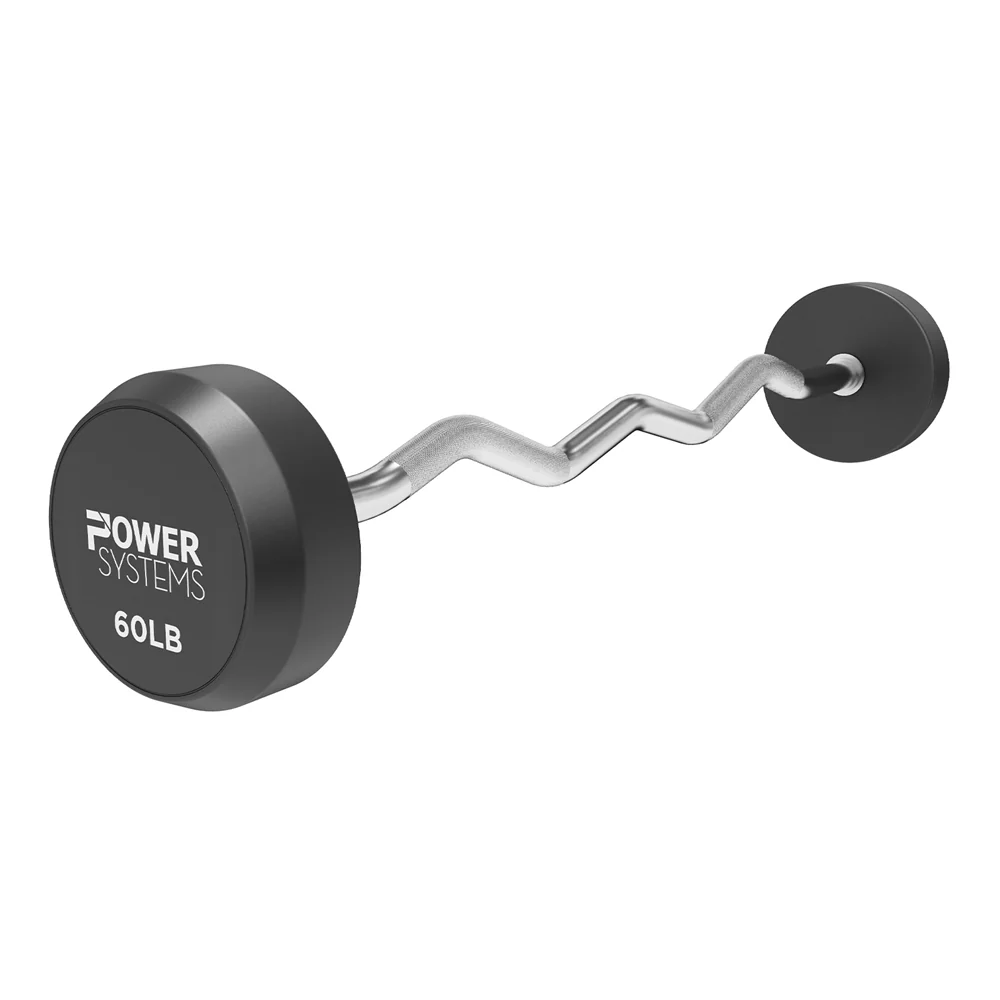 Power Systems Curved Handle Pro Style Rubber Fixed Barbell 60 lb