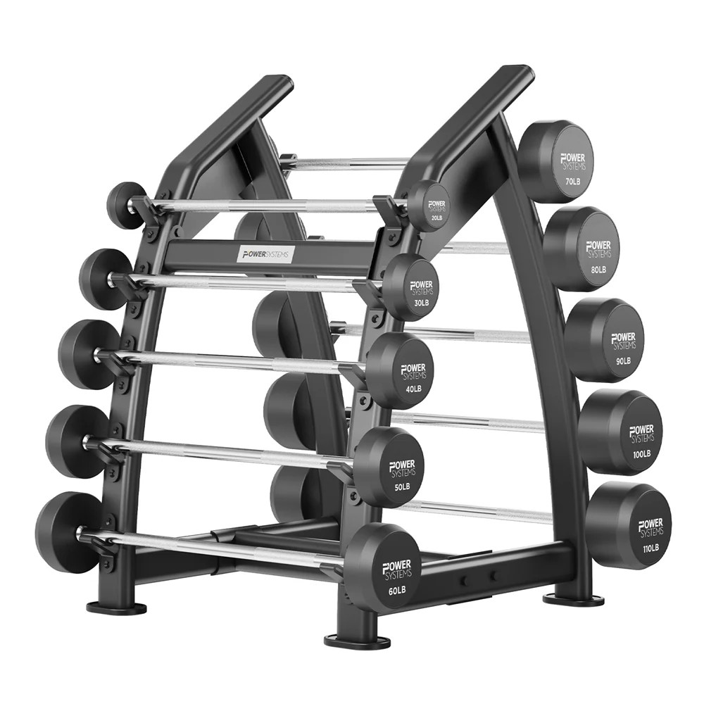 Straight Handle Fixed Barbell Set 20-110 lb w Rack