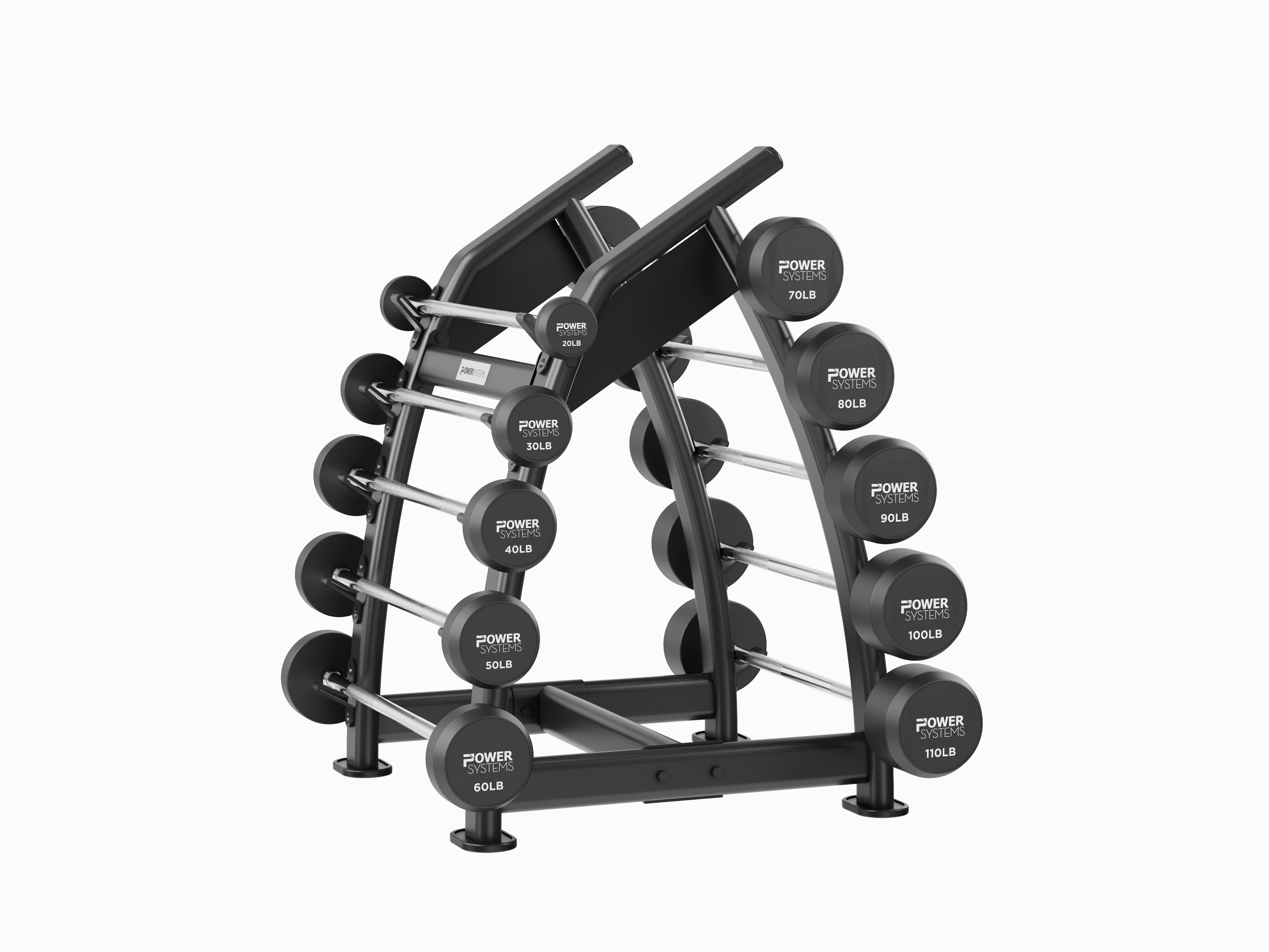 Straight Handle Fixed Barbell Set 20-110 lb w Rack