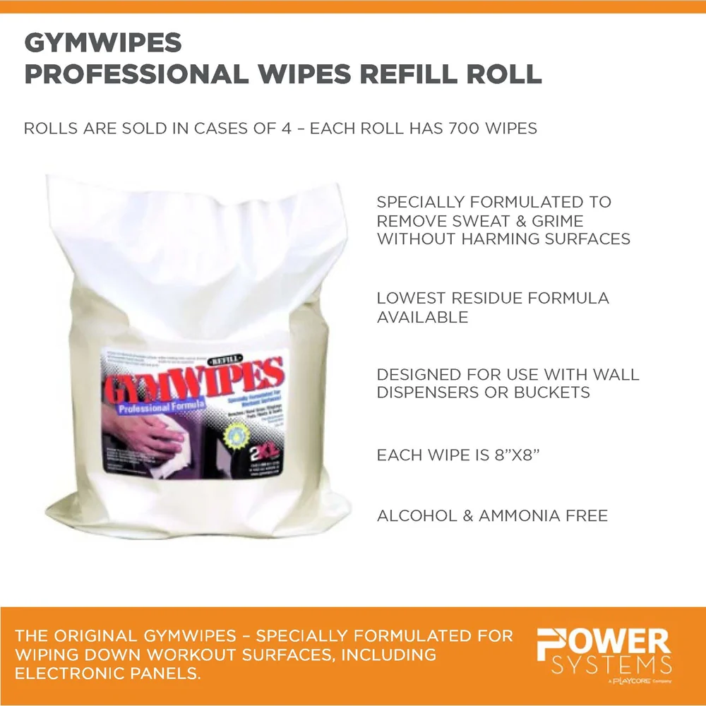 GymWipes Professional Wipes - Refill Roll - (Case of 4)