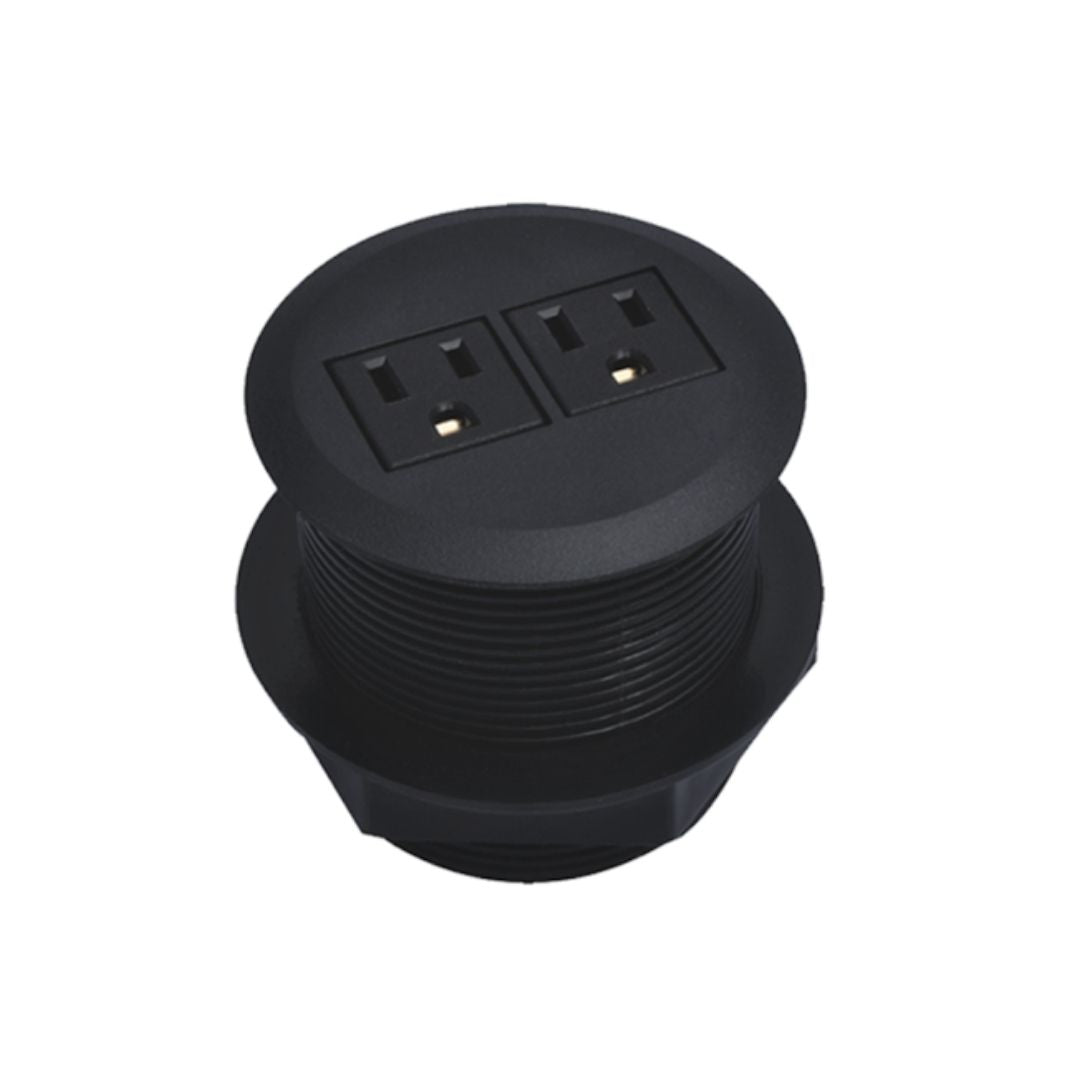 NPS® 3" Round Grommet Power Dock, 2 AC Outlets, Frame Color: Black