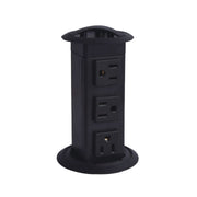 NPS® 3" Round Pull-Up Grommet Power Dock, 3 AC Outlets, Frame Color: Black