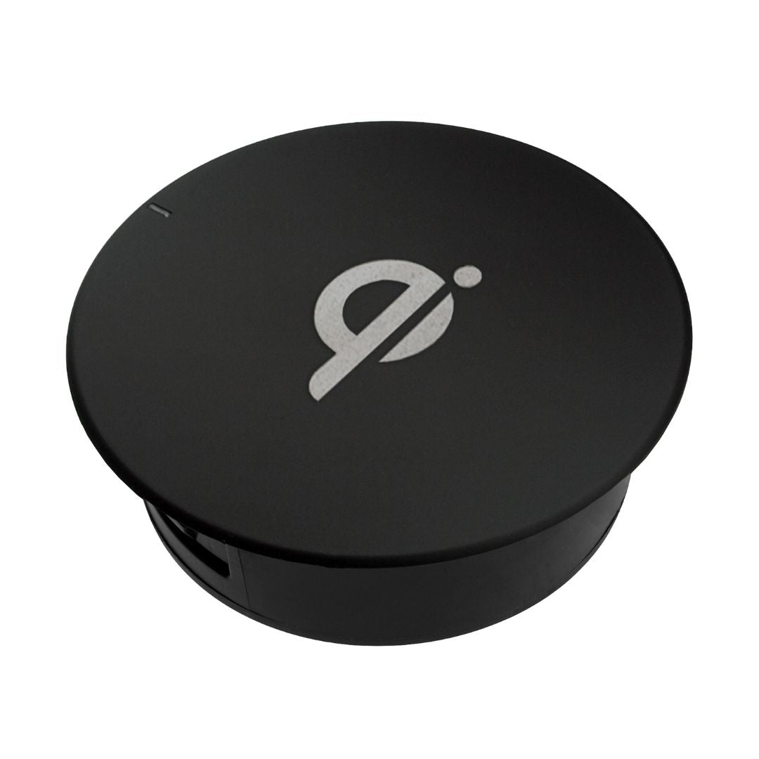 NPS® 3" Round Grommet Power Dock, Qi Wireless Charger, Frame Color: Black