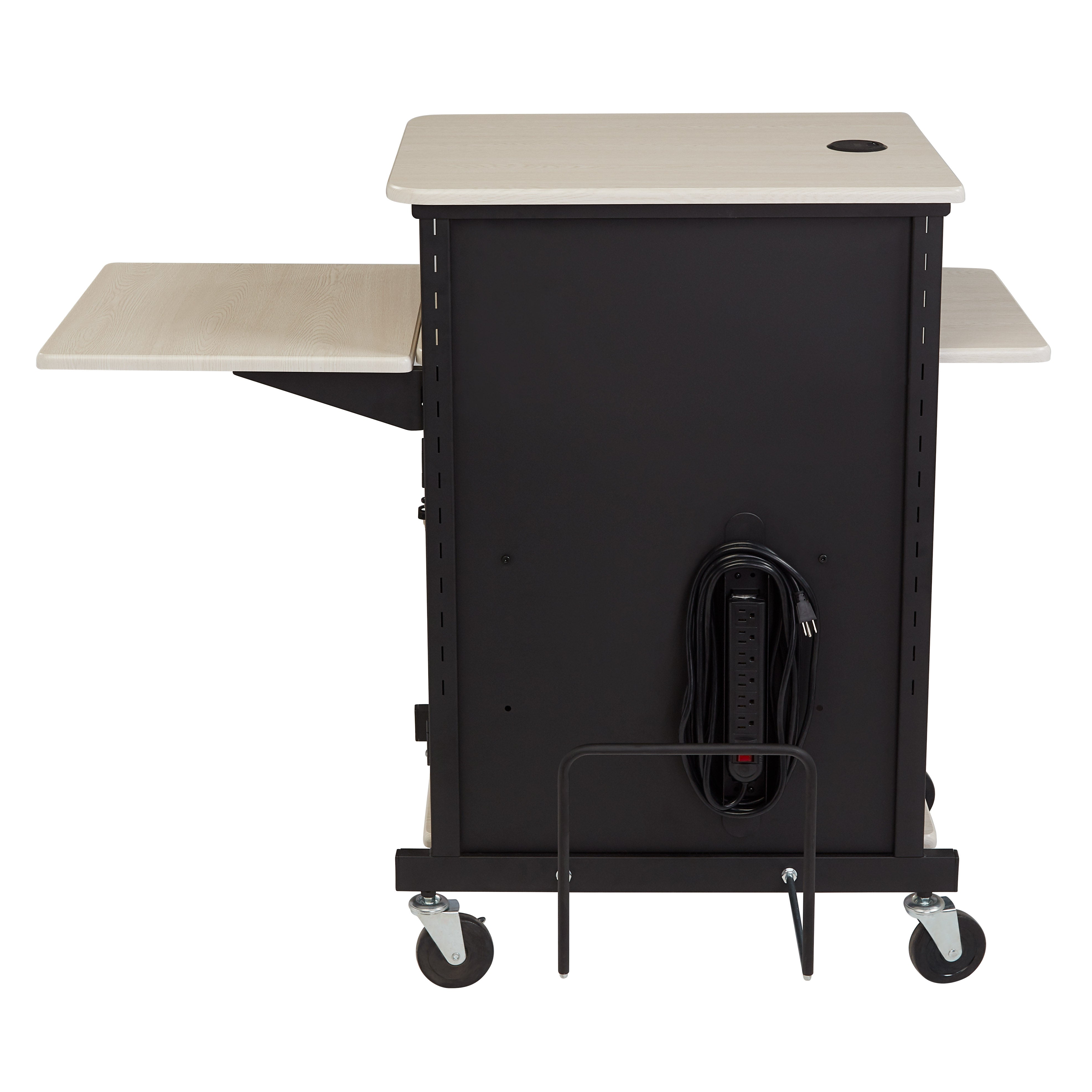 Oklahoma Sound® Jumbo Plus Presentation Cart, Surface Color: Ivory Woodgrain/Black, Frame Color: Black
