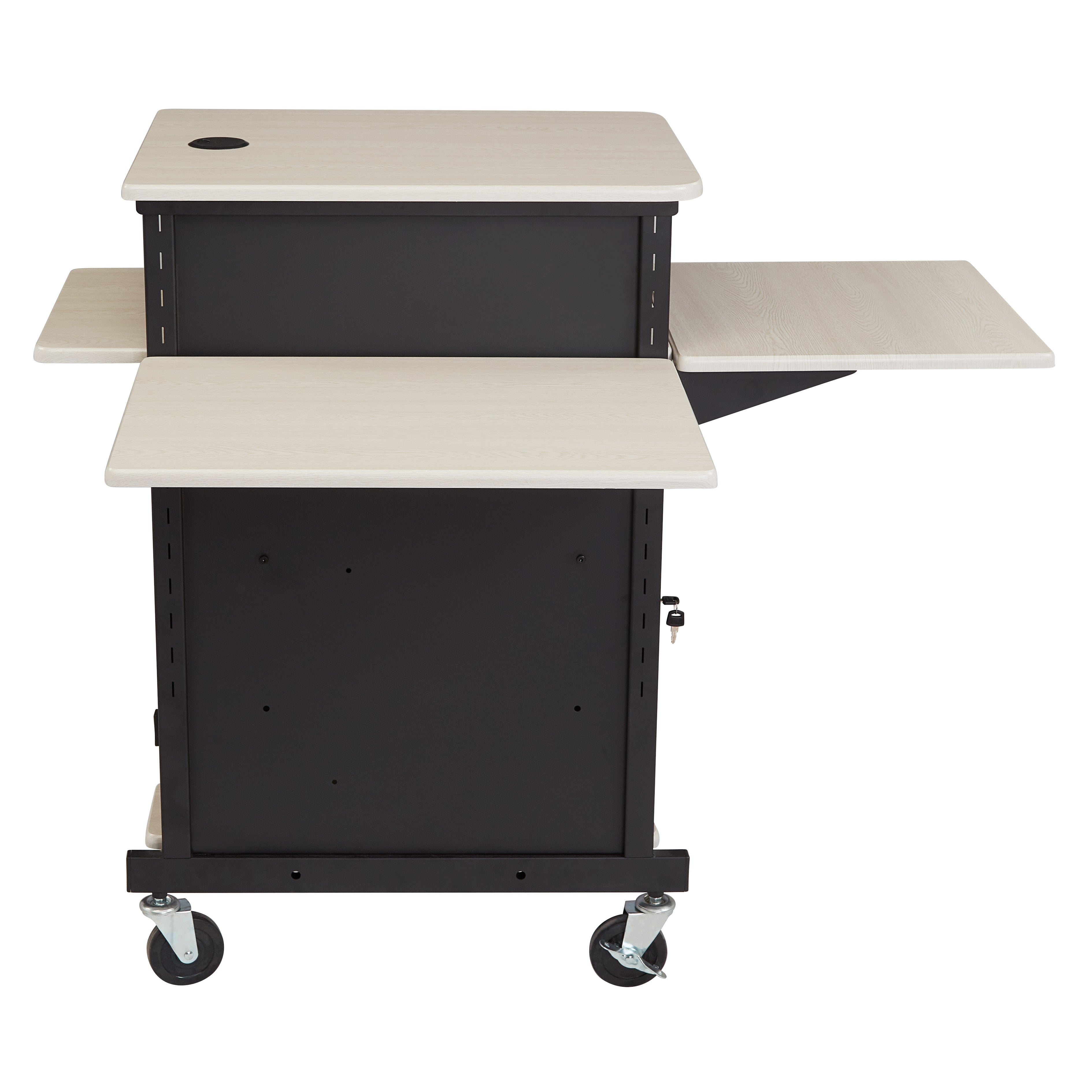 Oklahoma Sound® Jumbo Plus Presentation Cart, Surface Color: Ivory Woodgrain/Black, Frame Color: Black
