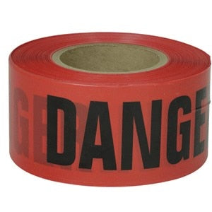 Barricade Tape, Gauge: 2 Mil, Verbiage: Danger, Color: Red, Size: 3" x 1000' 12 rolls per case, 32 cases per pallet