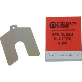 2" x 2" x 0.050" Stainless Steel Slotted Shim (Pack of 5)