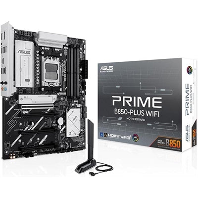 ASUS PRIME B850-PLUS WIFI AMD AM5 AMD B850 ATX Motherboard, DDR5, PCIe 5.0 Ready, 3x M.2, Wi-Fi 6E, 2.5Gb LAN, DisplayPort, HDMI, USB 10Gbps Type-a