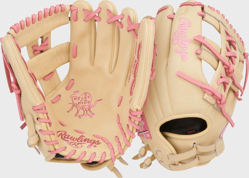 Rawlings Heart Of The Hide Series 12-Inch Softball Glove - Right Hand Thrower - Camel/Pink