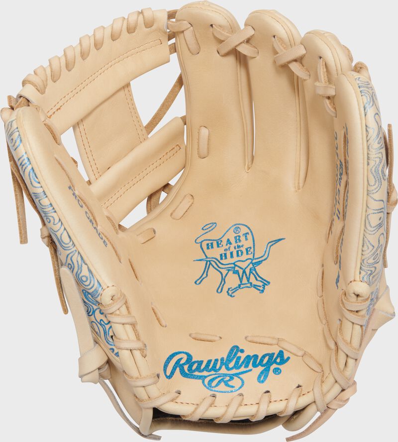 Rawlings Heart Of The Hide Series 11.5-Inch Softball Glove - Right Hand Thrower - Camel/Columbia Blue