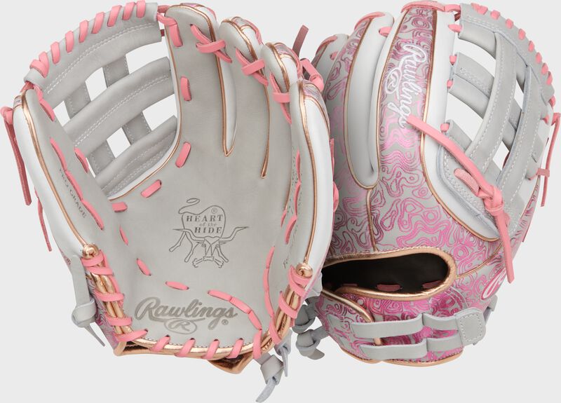 Rawlings Heart Of The Hide Series 11.75-Inch Softball Glove - Right Hand Thrower - Gray/Pink