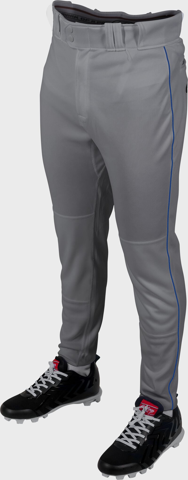 Rawlings Youth Plated Piped Pro Taper Fit Pant - Small - Blue Gray/Royal