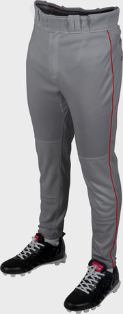 Rawlings Youth Plated Piped Pro Taper Fit Pant - Small - Blue Gray/Scarlet