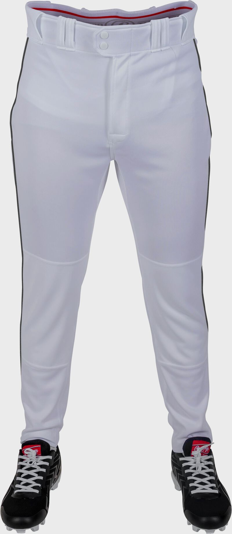 Rawlings Youth Plated Piped Pro Taper Fit Pant - 2Xl - White/Black