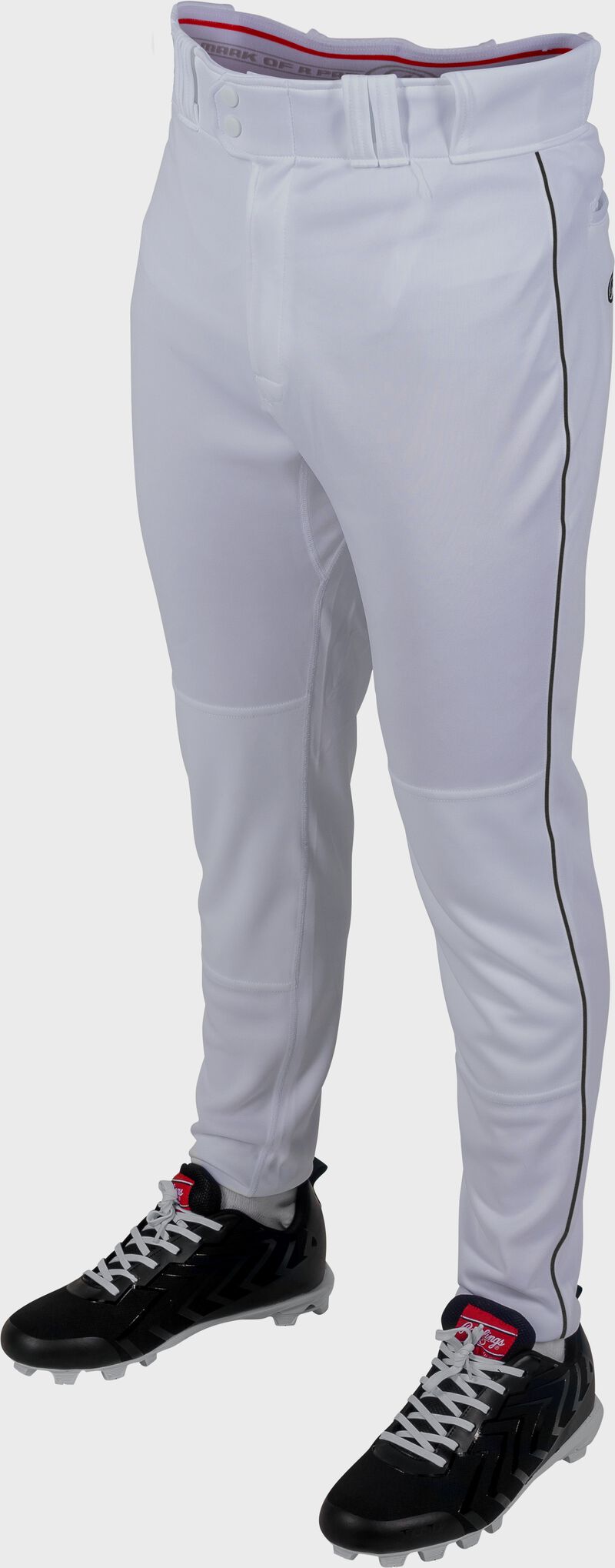 Rawlings Adult Plated Piped Pro Taper Fit Pant - Large - White/Black
