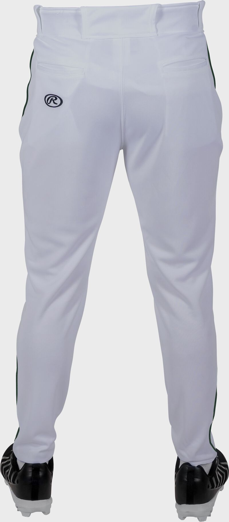 Rawlings Youth Plated Piped Pro Taper Fit Pant - Medium - White/Dark Green