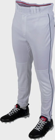 Rawlings Youth Plated Piped Pro Taper Fit Pant - Medium - White/Navy