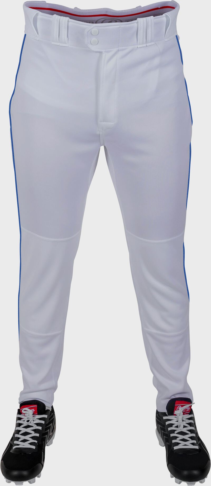 Rawlings Youth Plated Piped Pro Taper Fit Pant - 2Xl - White/Royal