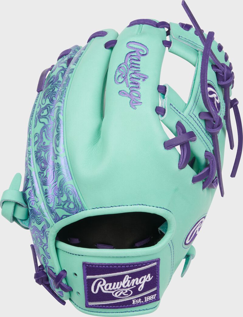 Rawlings Heart Of The Hide Series 11.5-Inch Baseball Glove - Right Hand Thrower - Mint/Purple