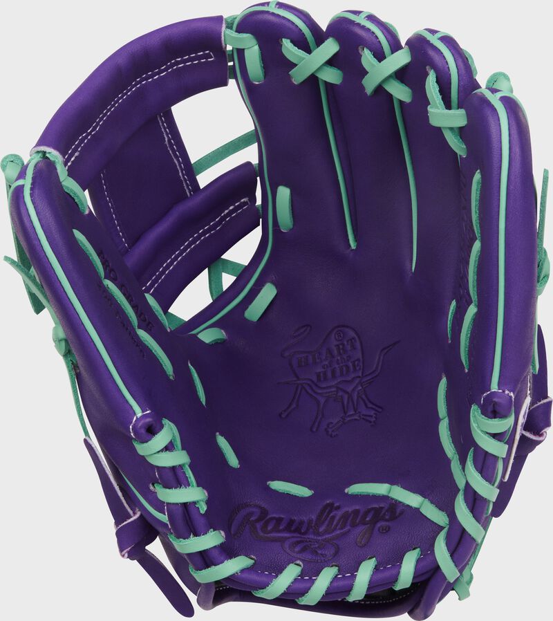 Rawlings Heart Of The Hide Series 11.5-Inch Baseball Glove - Right Hand Thrower - Purple/Mint
