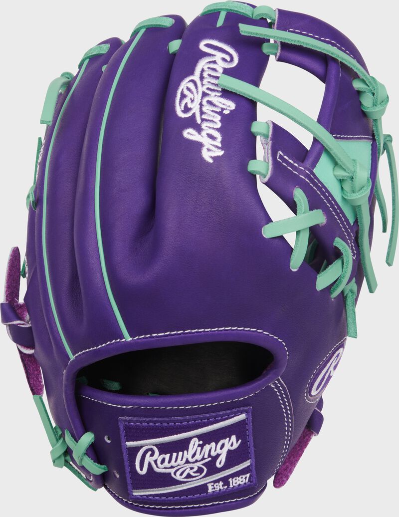 Rawlings Heart Of The Hide Series 11.5-Inch Baseball Glove - Right Hand Thrower - Purple/Mint
