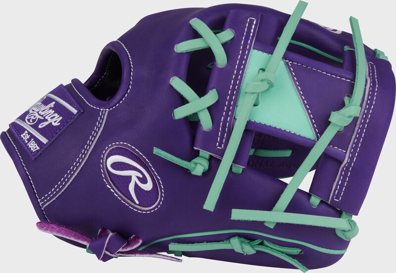 Rawlings Heart Of The Hide Series 11.5-Inch Baseball Glove - Right Hand Thrower - Purple/Mint