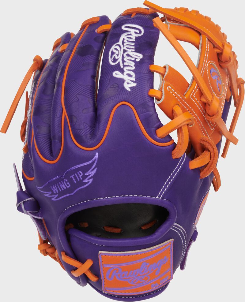 Rawlings Heart Of The Hide Series 11.5-Inch Baseball Glove - Right Hand Thrower - Purple/Orange
